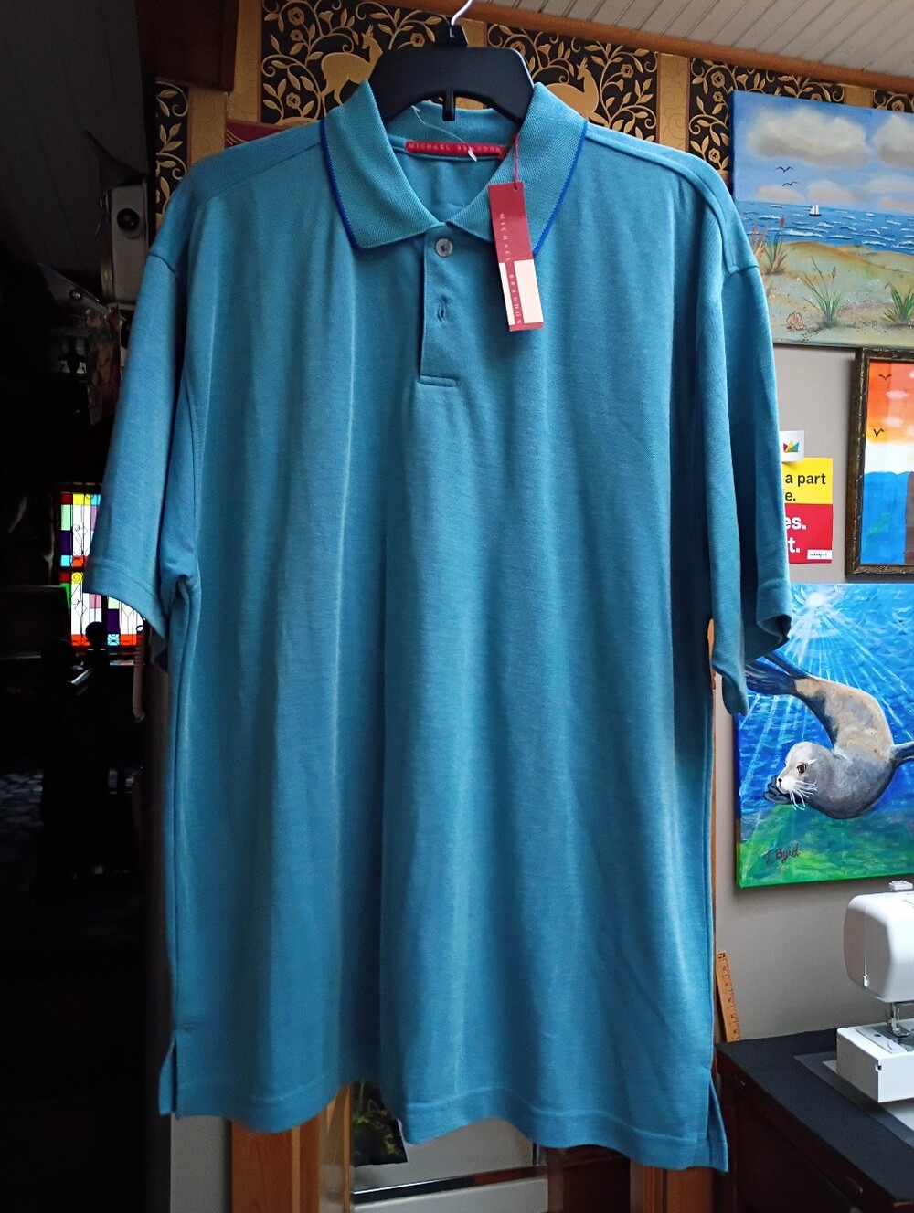 Michael Brandon Men's Polo Shirt in Teal Blue